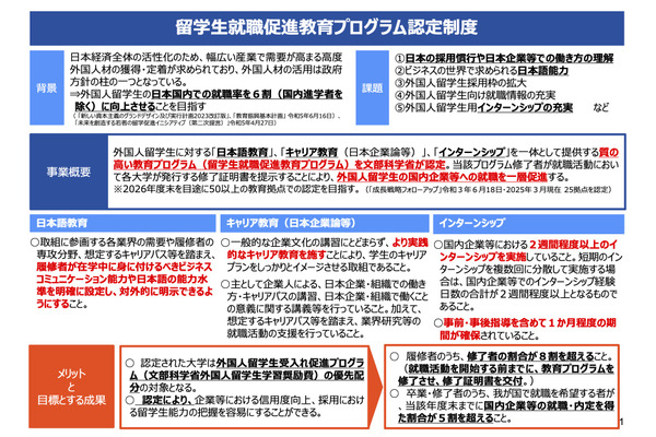 外国人留学生の国内就職を促進「認定制度」公募…文科省 画像