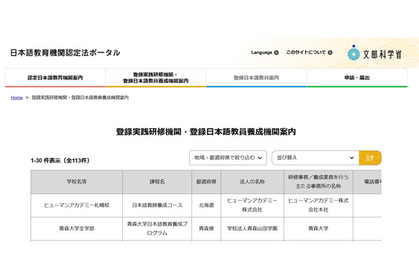 文部科学省、日本語教員養成機関の登録結果を発表 画像