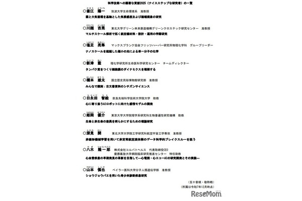 日本に元気を与えてくれる10名の研究者、文科省が選定 画像
