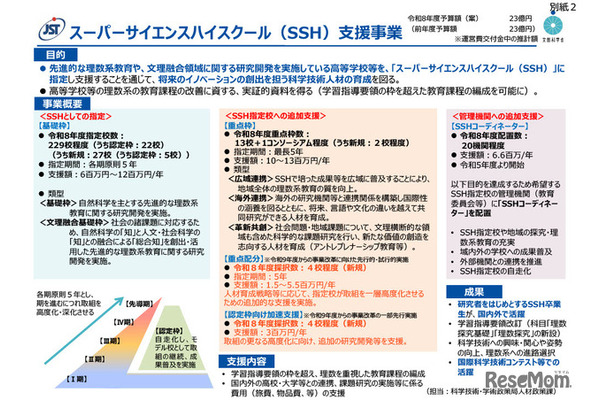 文科省「SSH指定校」基礎枠31校など新規採択…追加支援も拡充 画像