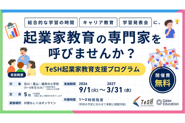 起業家教育講師の無償派遣…北陸3県の小学校5校追加募集 画像