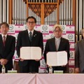 左より青山学院大学 稲積学長、青山学院 山本院長、山梨英和学院 大木院長、江口理事長