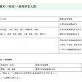 選考実施種目および教科（科目）・採用予定人数