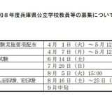 兵庫県、公立学校教員の募集について…出願開始4/7 画像