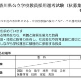 【教員採用】香川県「秋募集」現職教諭・大学生等募集、10/20まで 画像