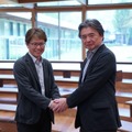 神山まるごと高専ディレクターの田中義崇氏(左)と電算システム代表取締役社長執行役員の高橋譲太氏(右)