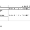 試験期日・会場