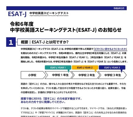 中学校英語スピーキングテスト「ESAT-J YEAR3」へ…東京都 画像