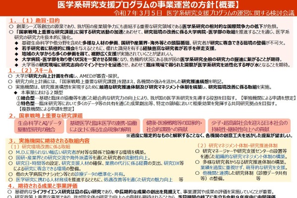 医学系研究支援プログラム、運営方針を公表…文科省 画像