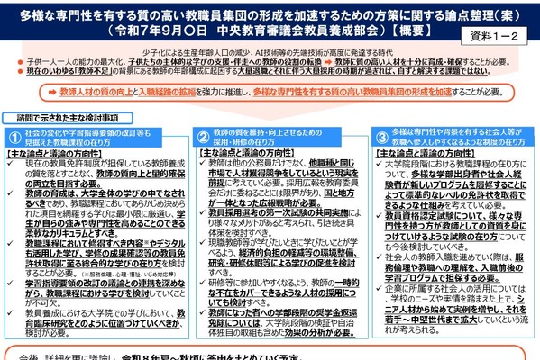 教員免許の単位数見直し…教員養成の見直しへ論点整理案 画像