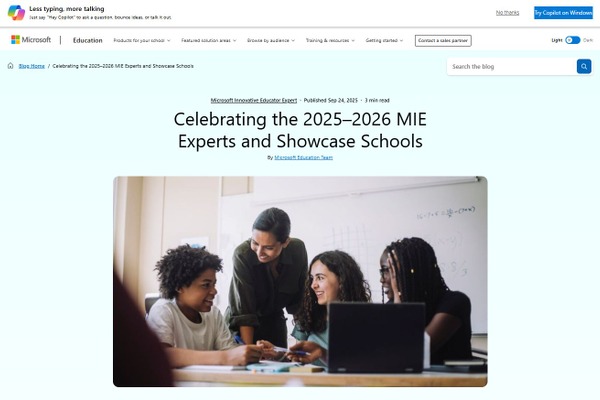 Microsoftショーケーススクール2025-26、国内4校を認定 画像