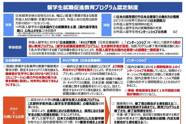 外国人留学生の国内就職を促進「認定制度」公募開始…1/5まで 画像