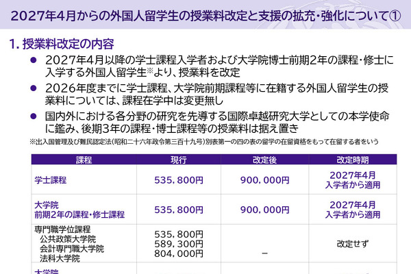東北大、外国人留学生の学費値上げ…27年度から現行の1.7倍に 画像