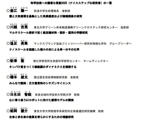 日本に元気を与えてくれる10名の研究者、文科省が選定 画像