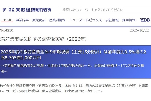 教育産業市場2.8兆円、前年度比0.5％増…企業研修が牽引 画像