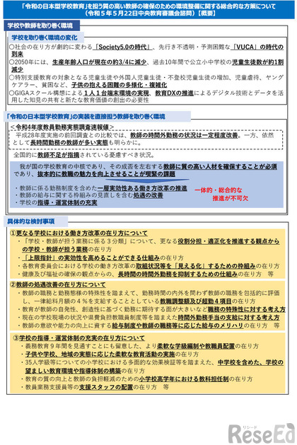 「令和の日本型学校教育」を担う質の高い教師の確保のための環境整備に関する総合的な方策について（諮問）