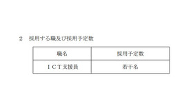 採用する職および採用予定数