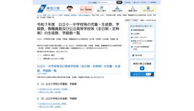 令和7年度 公立小・中学校等の児童・生徒数、学級数、教職員数および公立高等学校等（全日制・定時制）の生徒数、学級数一覧