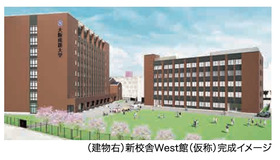 建物右：新校舎West館（仮称）完成イメージ