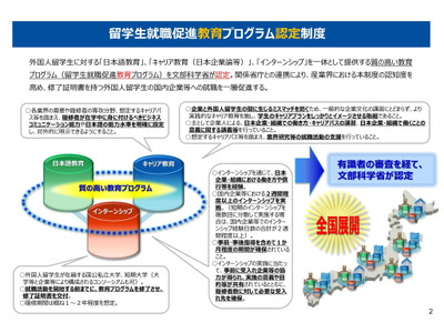 留学生就職促進教育プログラム認定制度、大学等を公募 画像