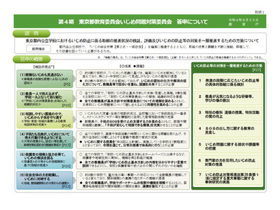 東京都いじめ問題対策委員会、7つの方策を答申 画像