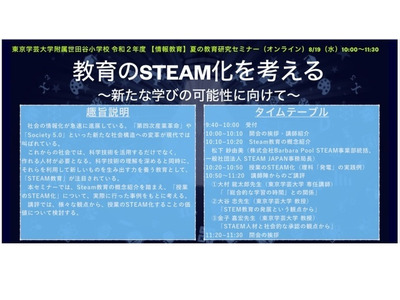 【夏休み2020】オンラインセミナー「教育のSTEAM化を考える」8/19 画像