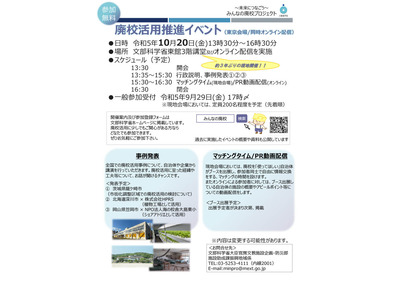 文科省「廃校活用推進イベント」東京＆オンライン10/20 画像