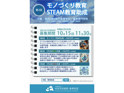 STEAM教育助成、最大300万円…関西圏の高校・高専など募集 画像