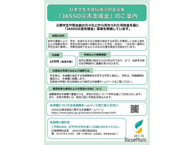 台風8号の被災学生、奨学金や支援金の申請受付…JASSO 画像
