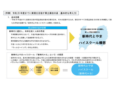 富山県、2038年までに県立高20校へ…大規模校は富山市内に1校設置 画像