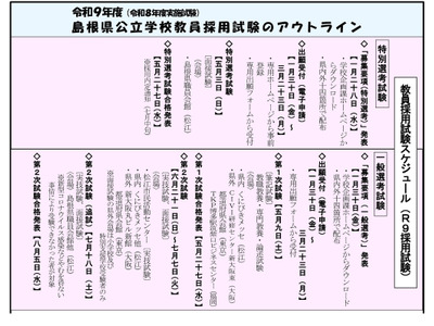 島根県、2027年度教採「アウトライン」公表…島根連携特別枠を新設 画像