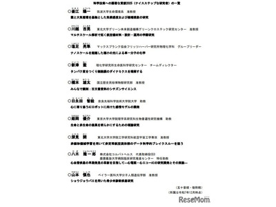 日本に元気を与えてくれる10名の研究者、文科省が選定 画像