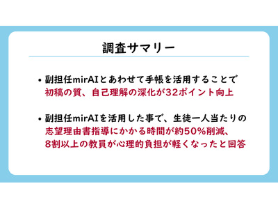 手帳×生成AIで志望理由書の質が向上、教員の指導時間は50％削減 画像