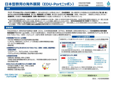 日本型教育の海外展開「EDU-Portニッポン」選定結果を発表 画像