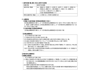 【教員採用】長崎県、特別選考「追加募集」出願受付11/24まで 画像