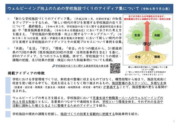 ウェルビーイング向上のための学校施設づくりのアイディア集について（令和6年9月公表）