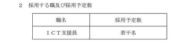 採用する職および採用予定数