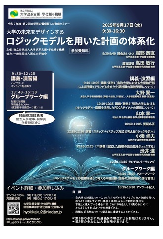 2025年度第2回大学等の質保証人材育成セミナー「大学の未来をデザインする―ロジックモデルを用いた計画の体系化」