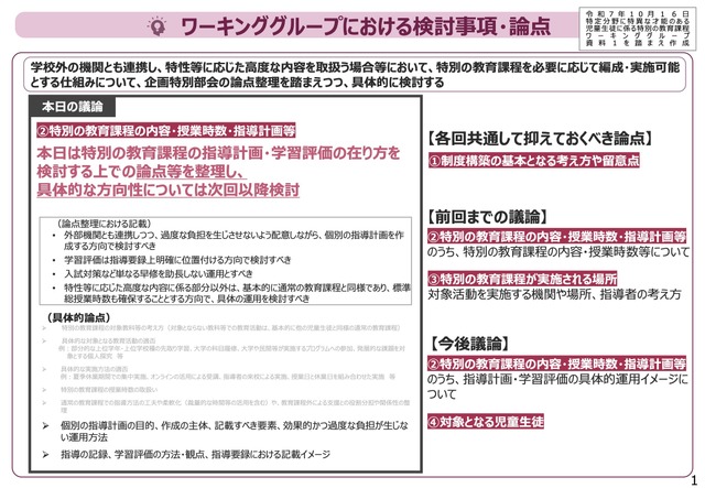 ワーキンググループにおける検討事項・論点
