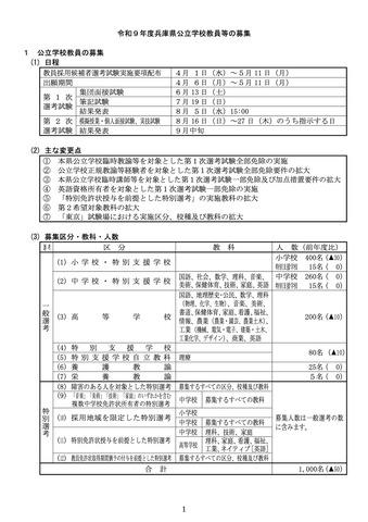 令和9年度兵庫県公立学校教員等の募集