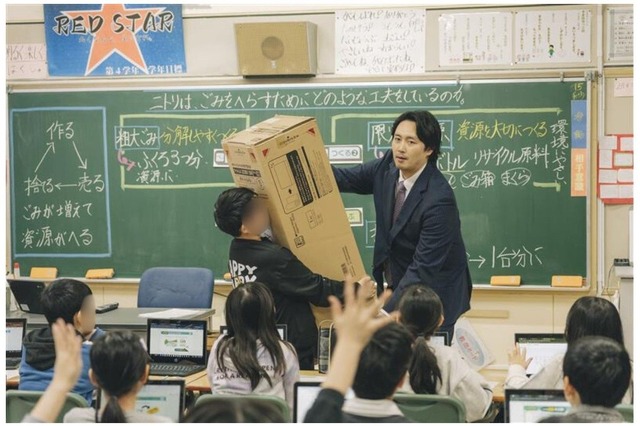 教材を使用した公開授業のようす