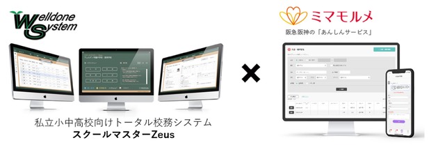 「ミマモルメ」が提供する学校向け「欠席・遅刻等受付機能」と、私学向けトータル校務支援システム「スクールマスターZeus」が連携へ