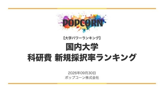 科研費新規採択率ランキング